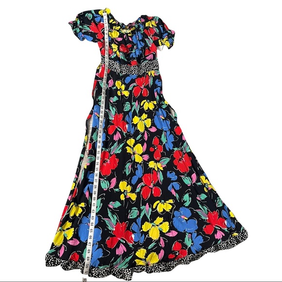 NWT Rixo X Target Black Floral Ruffle Puff Sleeves Trim Off Shoulder Maxi Dress - Picture 3 of 10